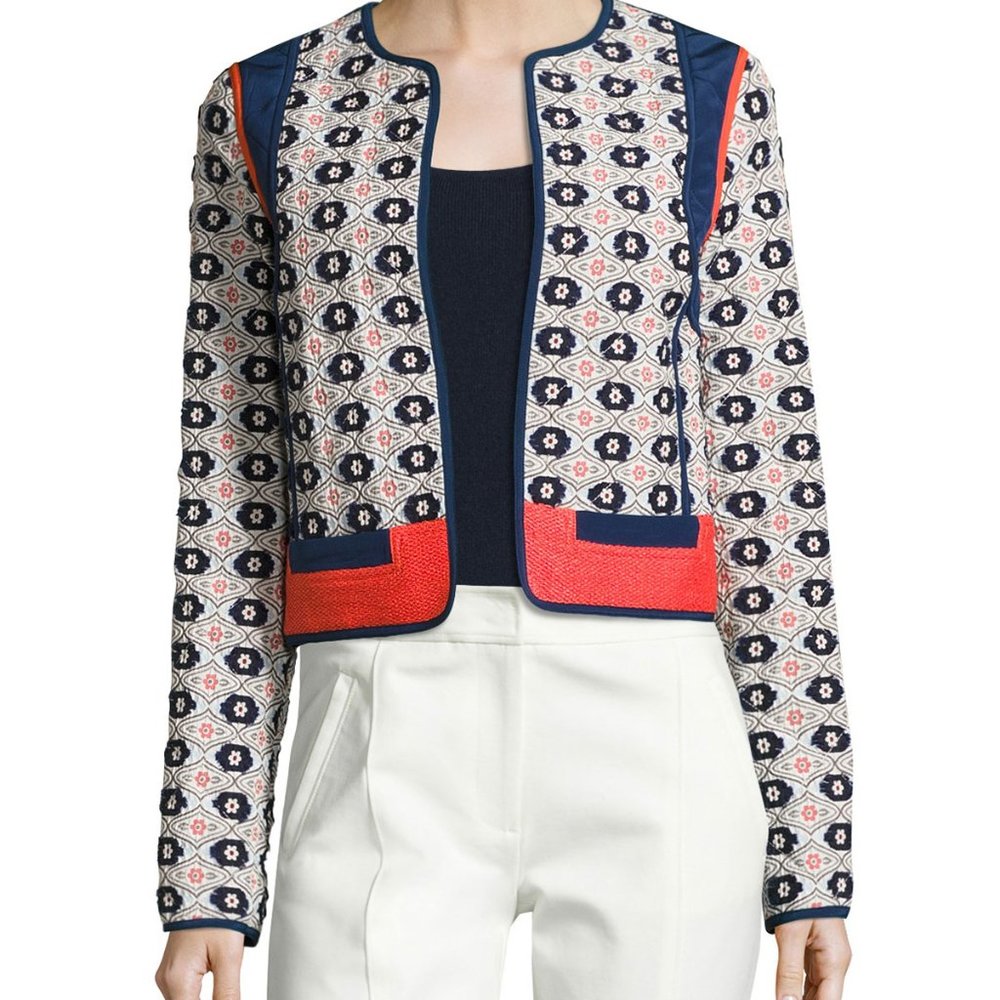 TORY BURCH Rainford Daisy-Jacquard Cropped Jacket